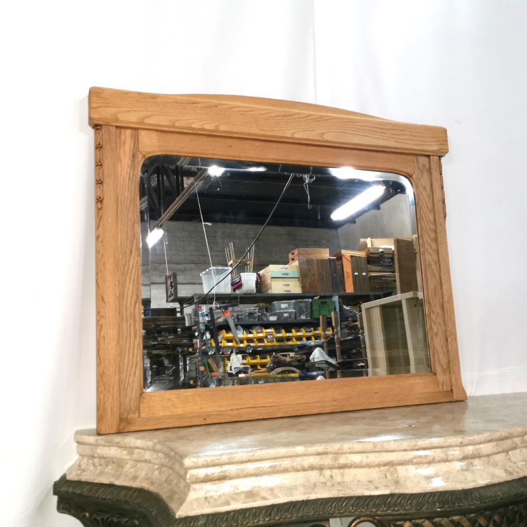 Grote antiek BLANK eiken Franse spiegel B 110cm H 90cm, Huis en Inrichting, Woonaccessoires | Spiegels, Zo goed als nieuw, 100 tot 125 cm
