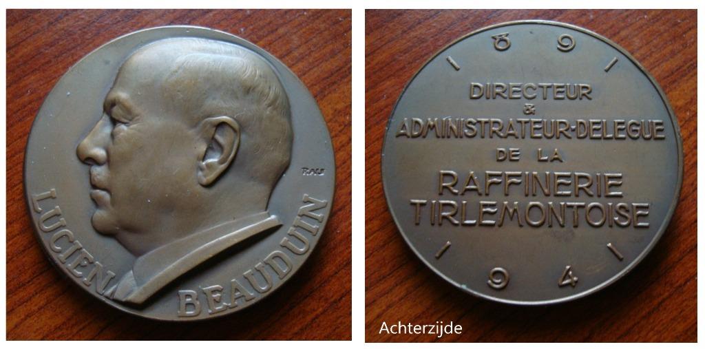 Medaille Lucien Beauduin Tiense suikerfabriek  1891-1941, Postzegels en Munten, Verzenden, Brons