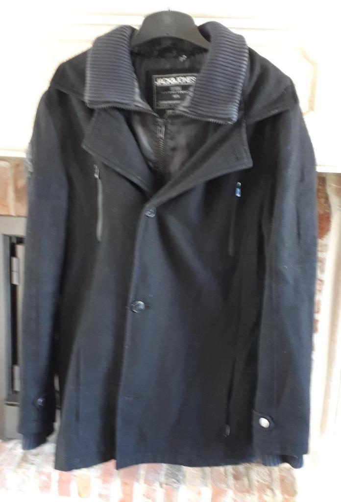 Jack&Jones - Heren winterjas - maat M - zwart - (60% wol), Kleding | Heren, Jassen | Winter, Zwart, Jack&Jones, Gedragen, Verzenden