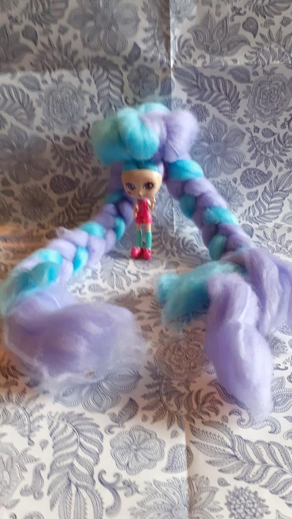 poupée candylock cheveux bleu et mauve, Enlèvement ou Envoi, Utilisé, Poupée