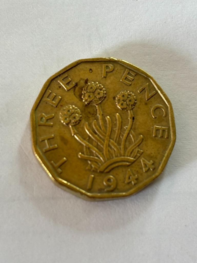 muntstuk 3 pence 1944 (Verenigd Koninkrijk), Ophalen of Verzenden, Losse munt
