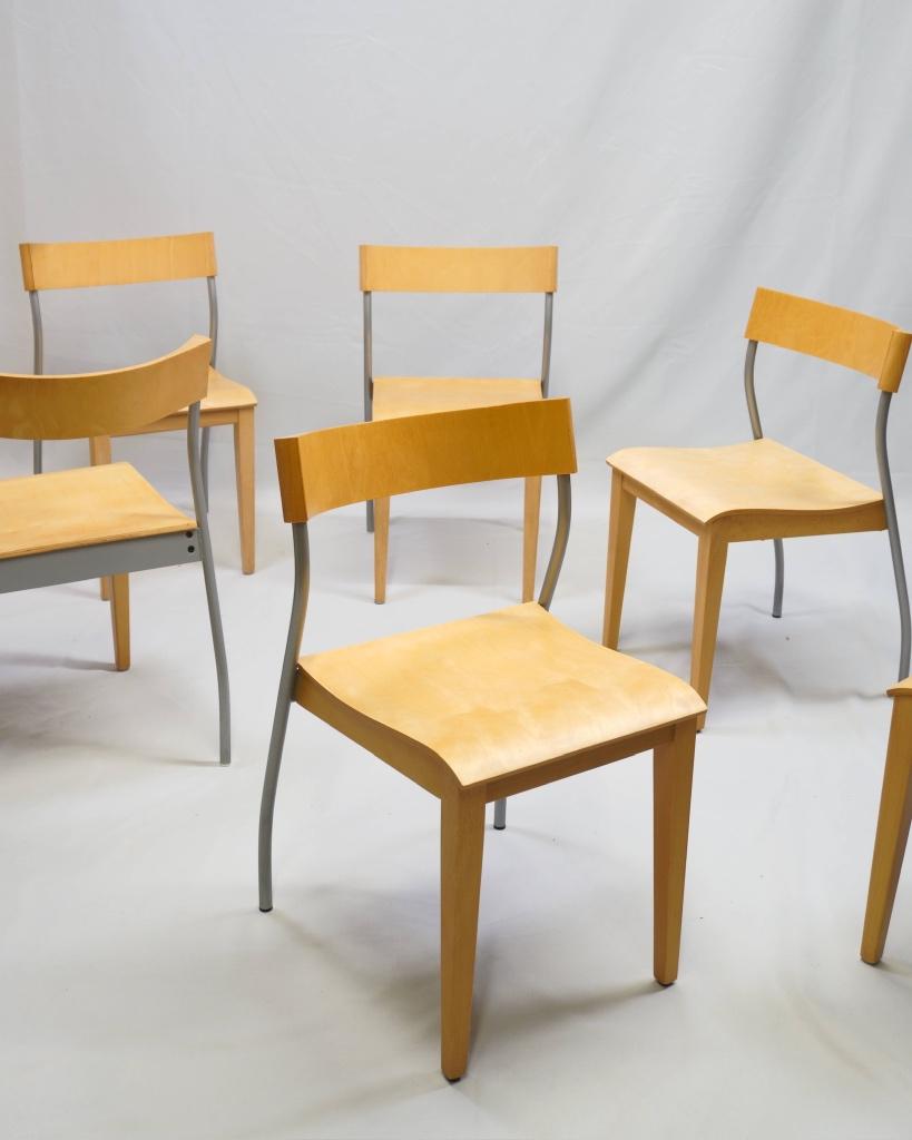 6 vintage IKEA Nordisk stoelen, Huis en Inrichting, Stoelen, Gebruikt, Vijf, Zes of meer stoelen, Hout, Metaal, Grijs, Ophalen
