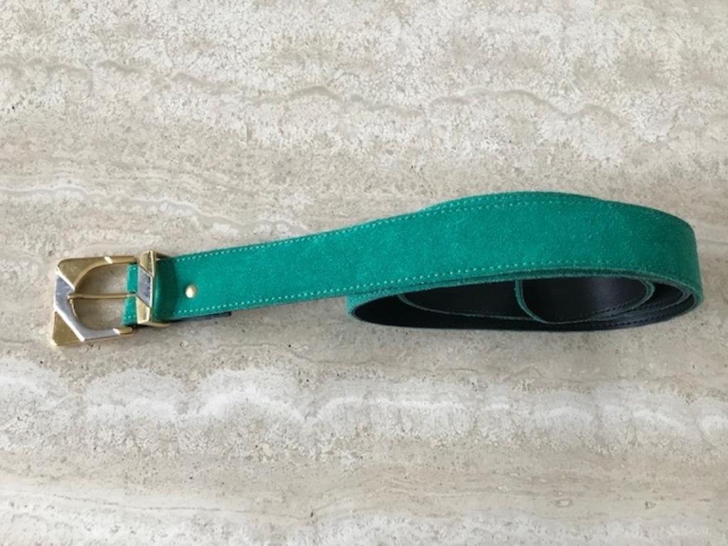 Nieuwe groene lederen riem - 95cm (nr3486), Overige kleuren, Echt leder, Heupriem, Ophalen of Verzenden