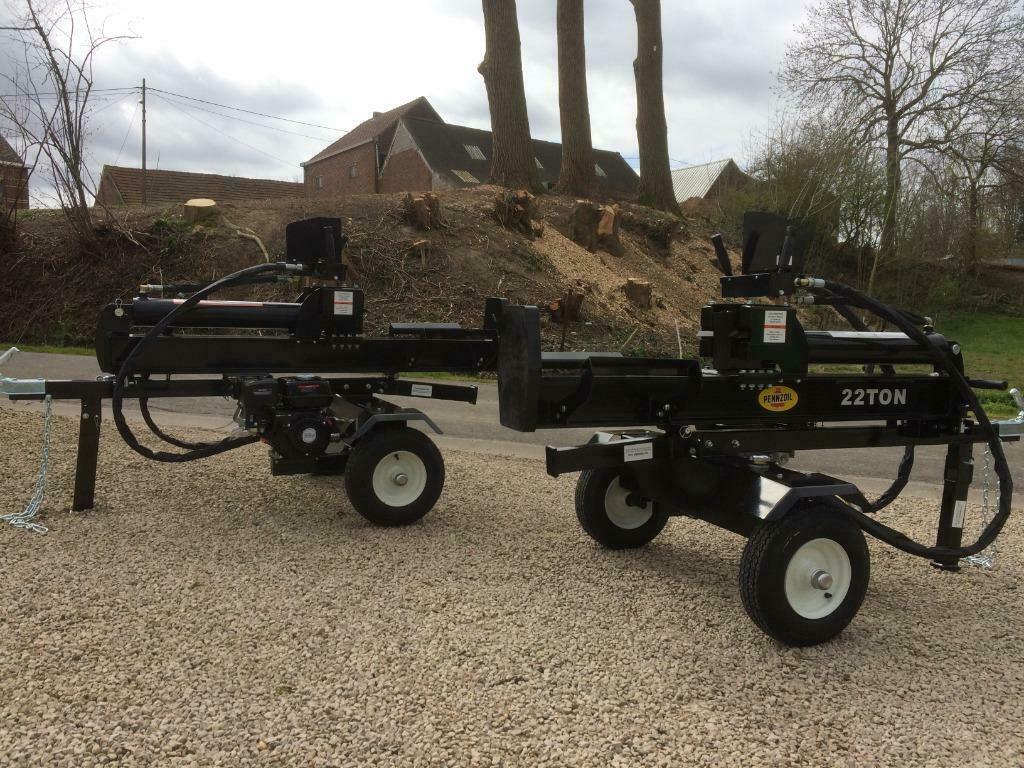 Houtkliefmachine 22 & 35 ton benzinemotor met traileronderst, Ophalen, Kloofmachine