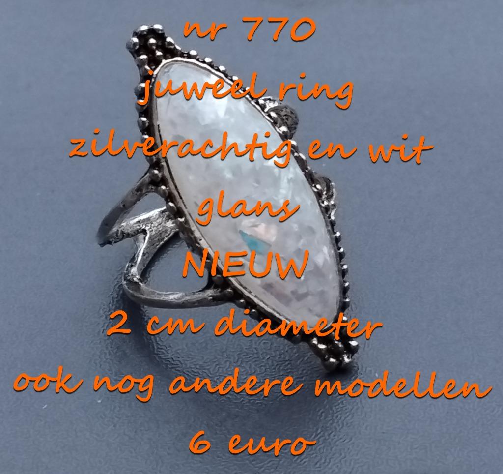 770. Juweel : ring , NIEUW ,   verzending inbegrepen, Overige materialen, Verzenden, Wit, Nieuw