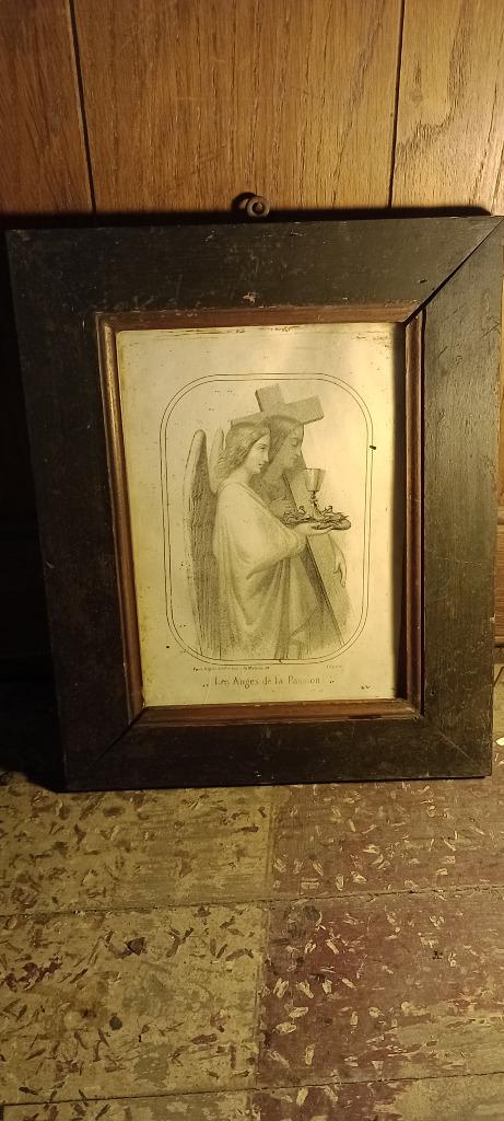 Lithographie XIXe "Les Anges de la Passion",25x30, n208, Enlèvement ou Envoi, Gravure