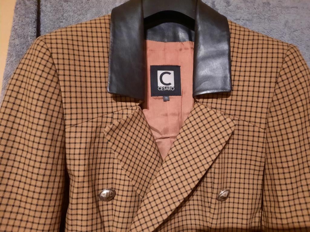 Cesaro mantelpakje met leder, Ophalen of Verzenden, Zo goed als nieuw, Maat 36 (S)