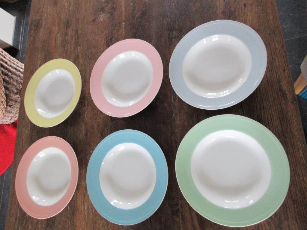 6 assiettes vaisselle vintage BOCH Belgium colorées creuses, Enlèvement