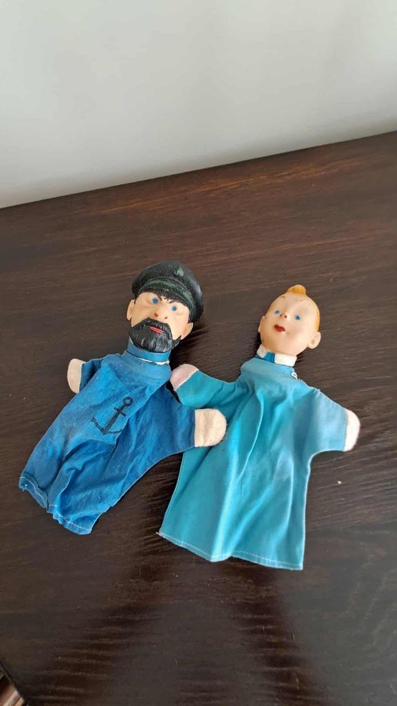 Tintin et capitaine Haddock Marionnettes, Collections, Enlèvement ou Envoi, Tintin, Utilisé, Statue ou Figurine