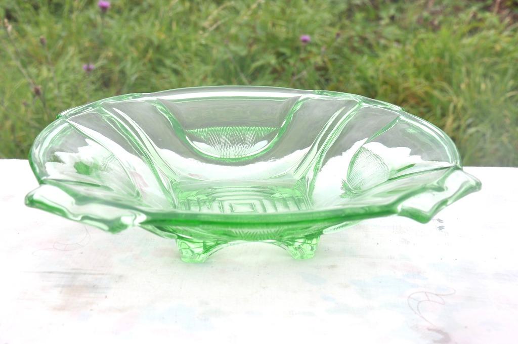 plat fruitier rond en verre vert, Antiquités & Art, Enlèvement ou Envoi