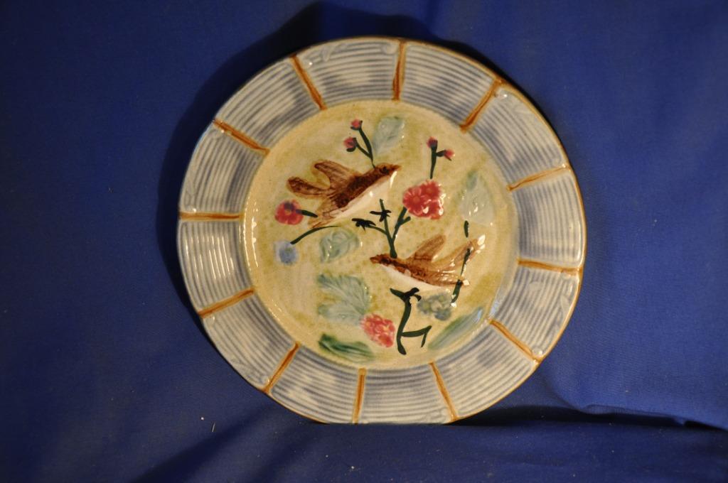 assiette barbotine deux oiseaux (1), Enlèvement ou Envoi