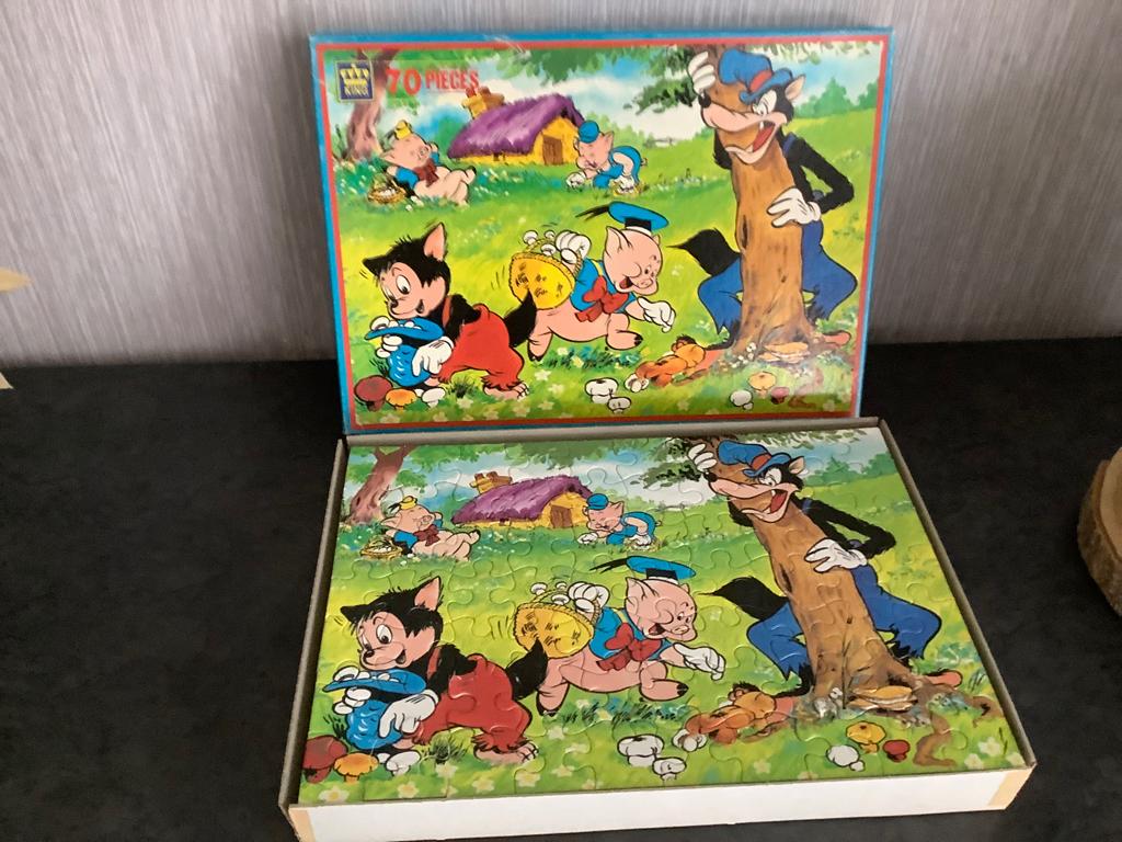Walt Disney boze wolf puzzle (70 stuks), Ophalen of Verzenden, Meer dan 50 stukjes, Zo goed als nieuw, 4 tot 6 jaar