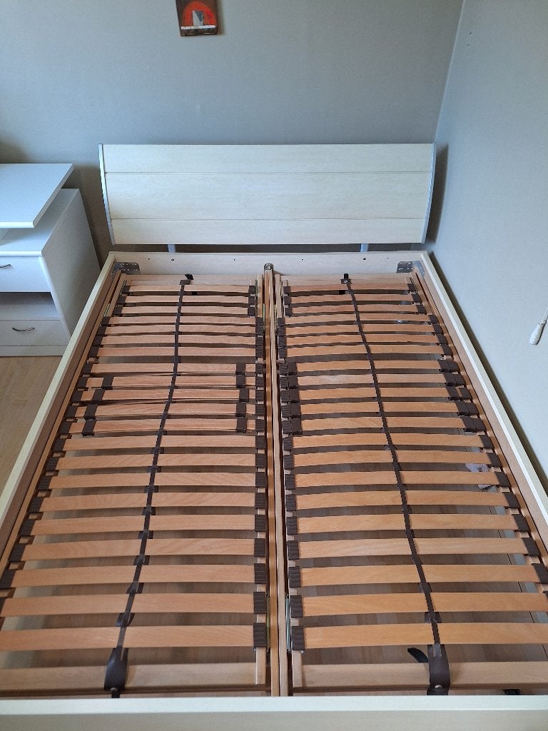 dubbelbed 200 x 160 cm, Ophalen, Beige, Tweepersoons, 200 cm