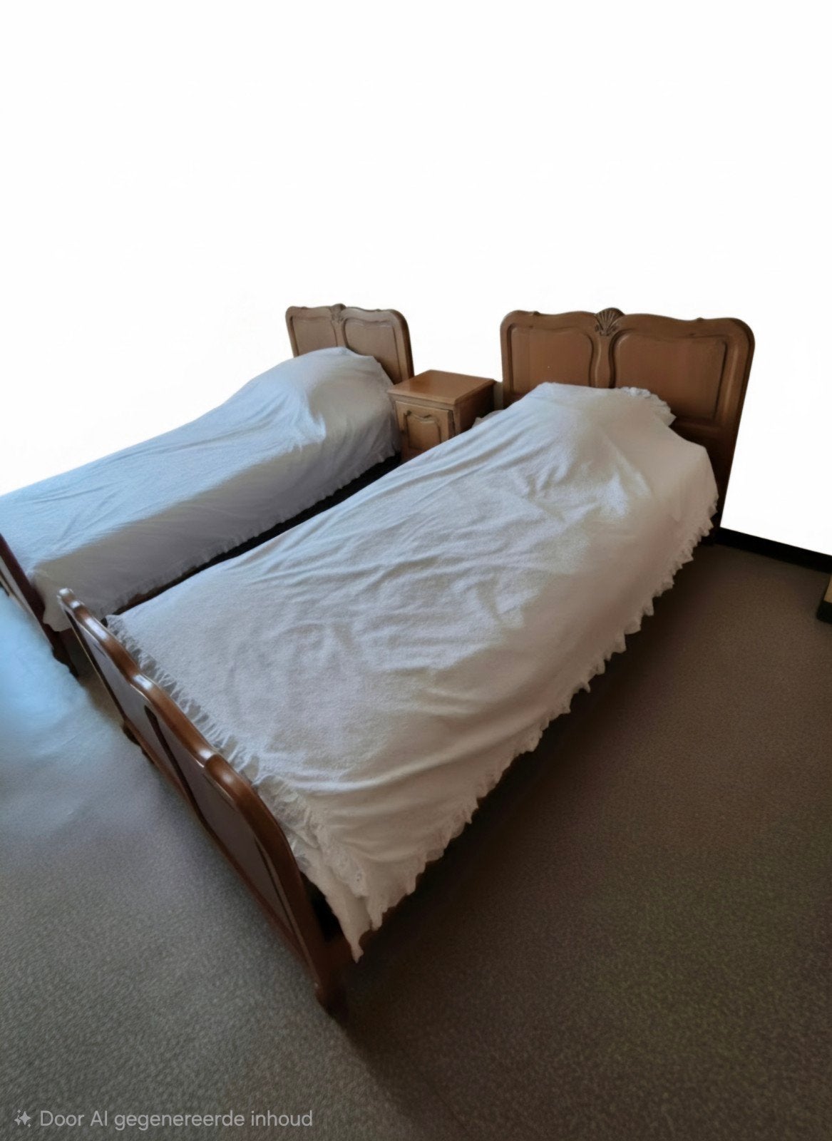 2 lits simples avec matelas, couverture et table de chevet, Maison & Meubles, 90 cm, Une personne, Brun, Enlèvement