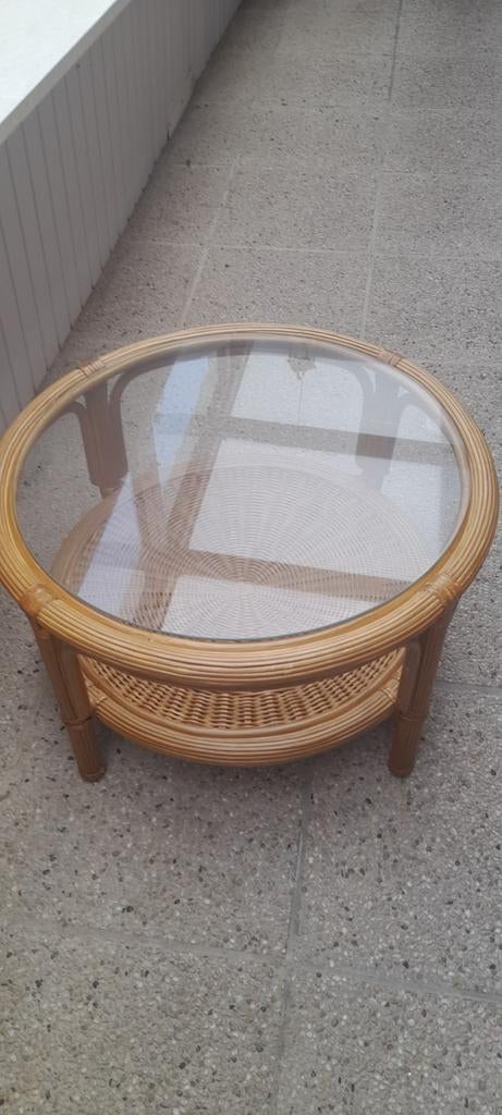 Rotan salontafel, Ophalen of Verzenden, Glas