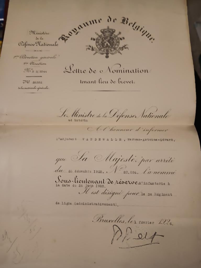 lettre de nomination militaire functie (tekst en MOOIE foto), Ophalen