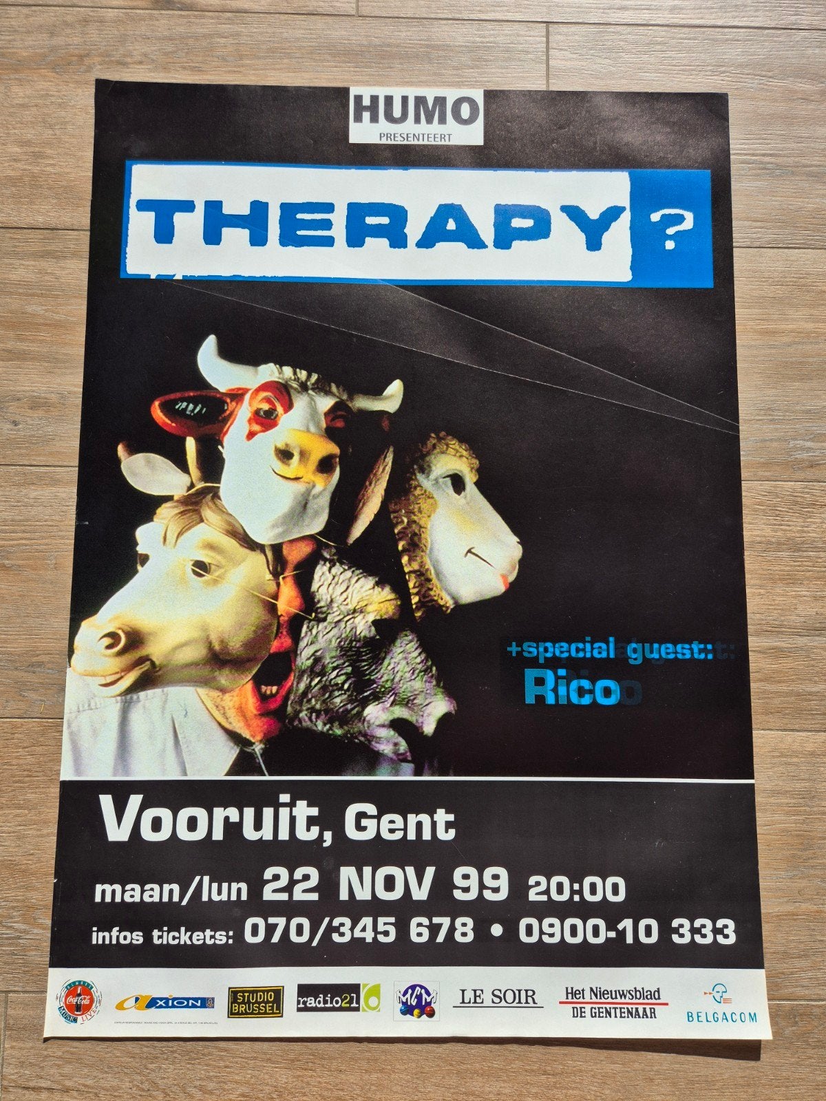 Concertposter Therapy Vooruit Gent 1999, Verzamelen, Posters, Ophalen of Verzenden, Zo goed als nieuw, Muziek