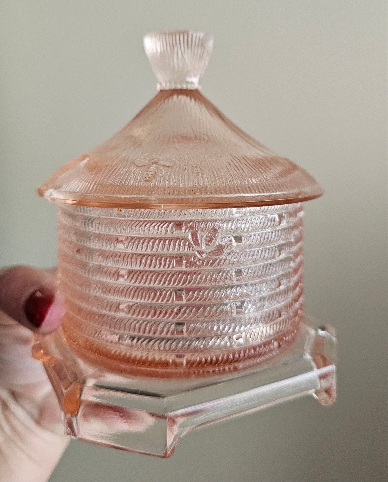 Leerdam Meli honingpot glas, Antiek en Kunst, Antiek | Glaswerk en Kristal, Ophalen of Verzenden