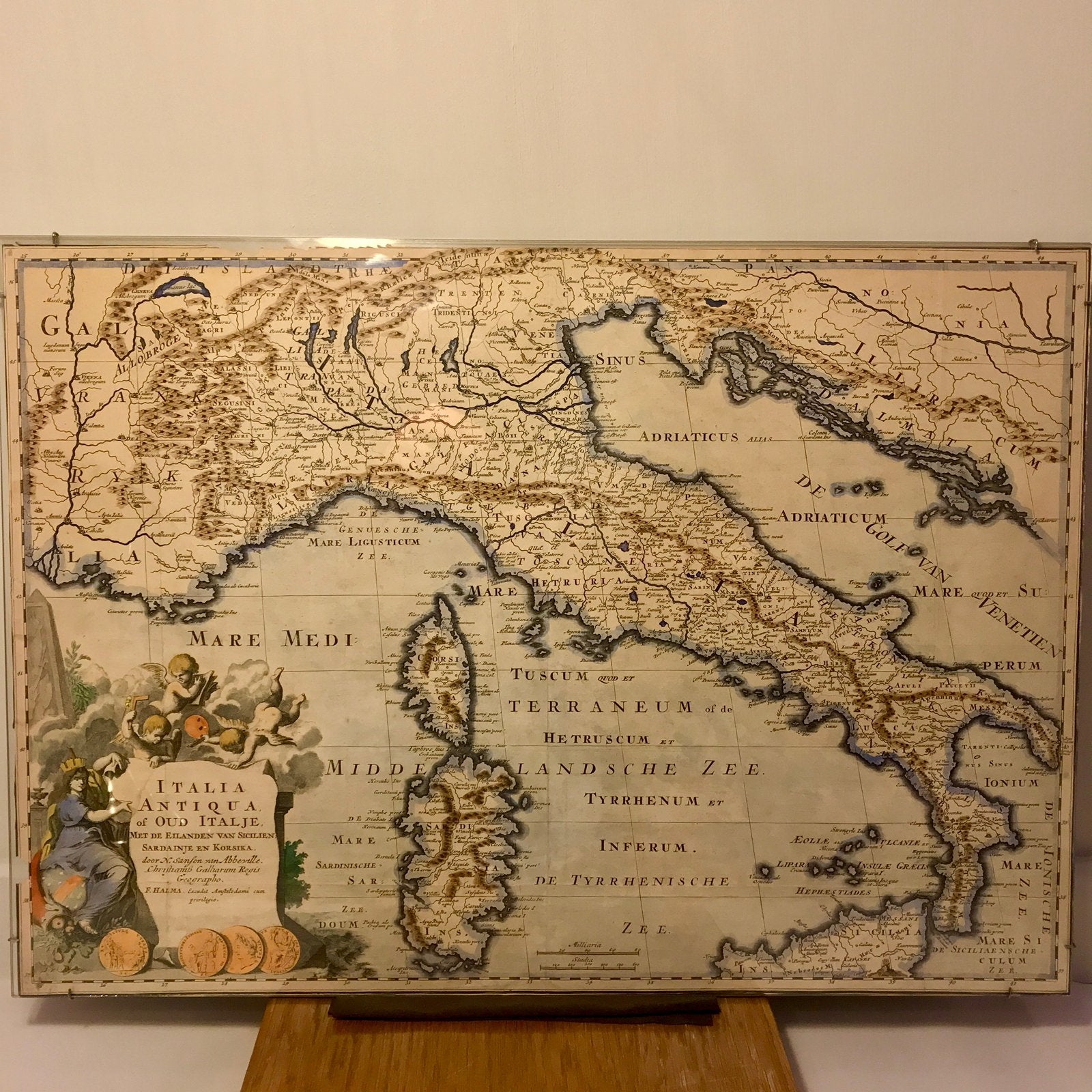Antieke Kaart Oud Italië ca.1700 Nicolas Sanson, Boeken, Gelezen, Voor 1800, Landkaart, Italië