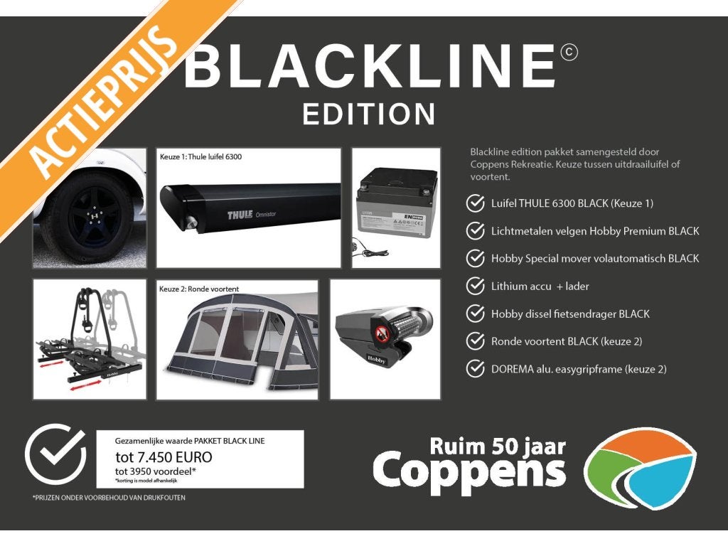 Hobby Prestige 660 WFC 2026 BLACKLINE ACTIE!, Rondzit, Hobby, Lengtebed, 6 tot 7 meter
