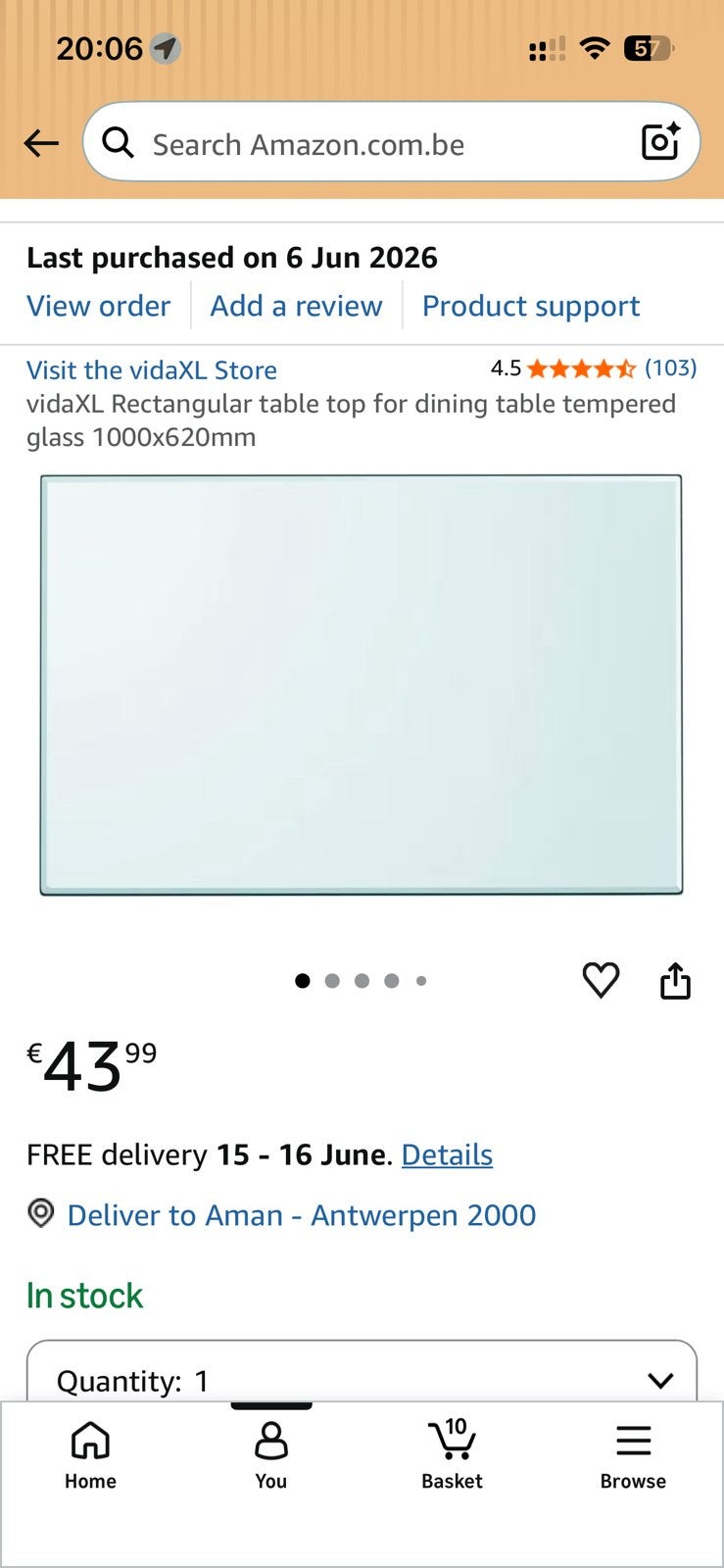 Brand new tempered glass for sale- VidaXL, 1000x620, Maison & Meubles, Pièces pour table, Enlèvement, Comme neuf