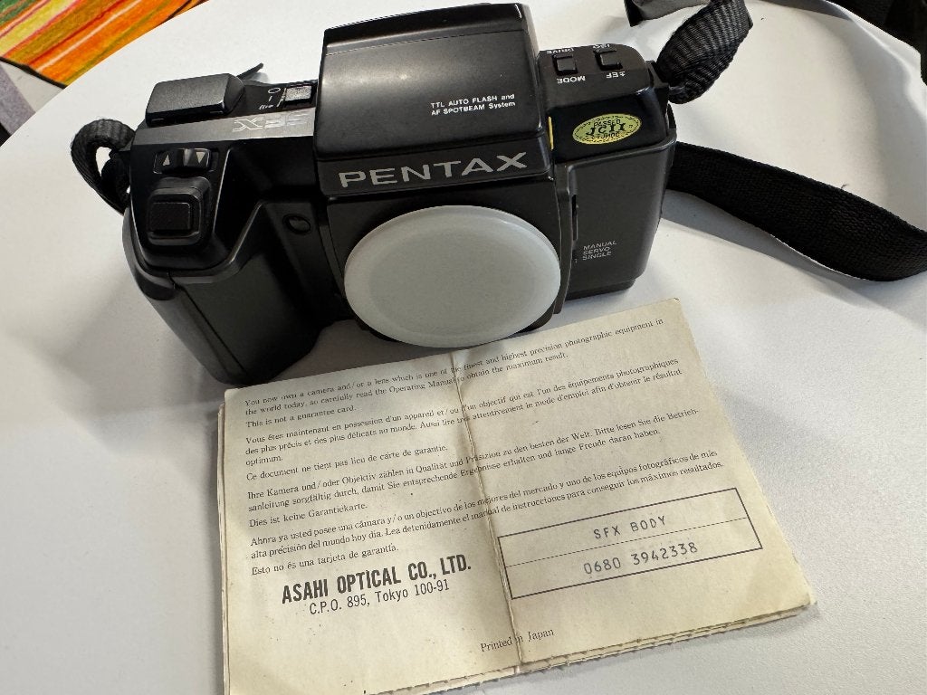 Pentax SFX analoge camera + 2 lenzen + flitser, Ophalen, Gebruikt, Spiegelreflex, Pentax