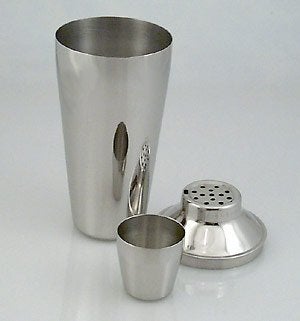 nieuwe 3 delige cocktail shaker in inox met ingebouwde zeef, Huis en Inrichting, Nieuw, Ophalen of Verzenden, Metaal, Modern