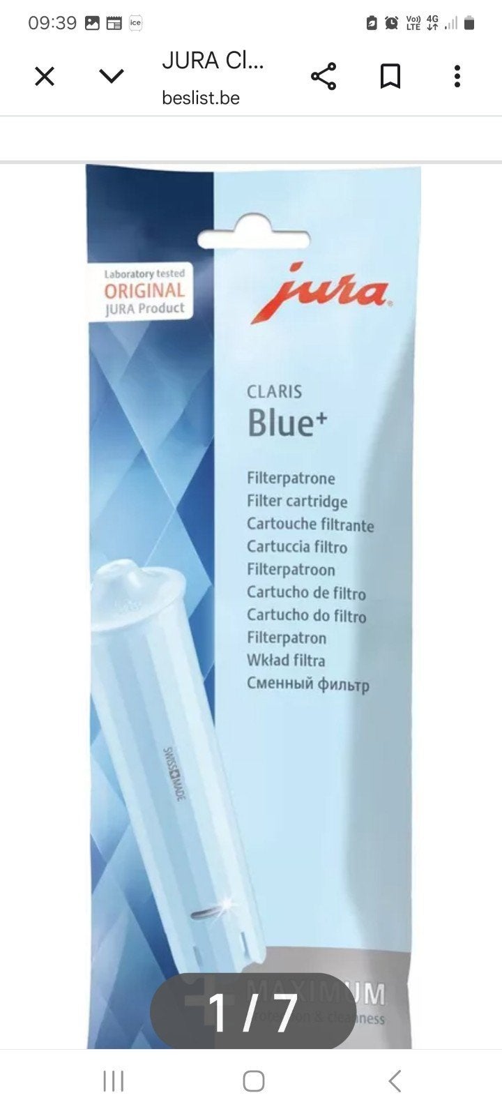 Filter jura claris bleu +, Electroménager, Accessoires de machine à café, Enlèvement, Jura