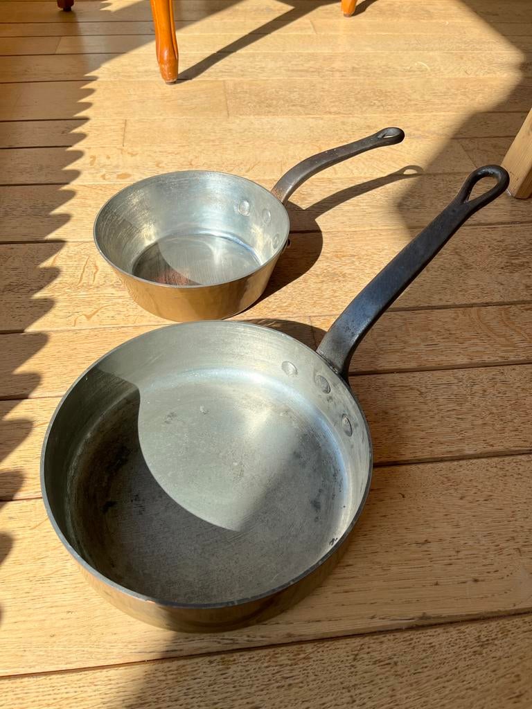 Koperen sauteerpannen antiek, Huis en Inrichting, Keuken | Potten en Pannen, Ophalen, Gebruikt, Overige materialen, Pannenset