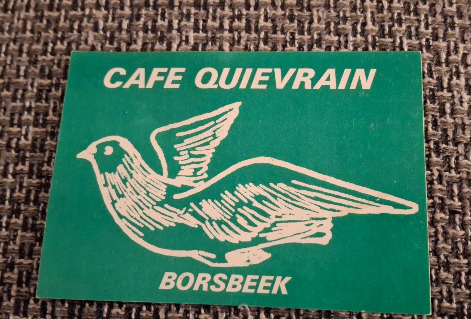 Autocollant café Quievrain pigeon sport Borsbeek, Enlèvement ou Envoi, Comme neuf, Société ou Association