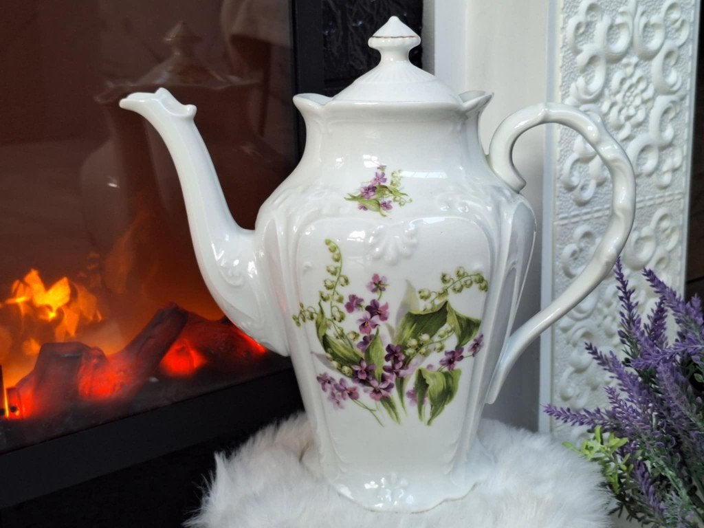Prachtige Vintage Koffiepot/theepot met viooltjes, Ophalen