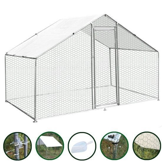 Nieuwe kippenren 4 m x2 m x2 m met dakhoes en voerschep, Dieren en Toebehoren, Ophalen, Nieuw, Kippenhok of Kippenren