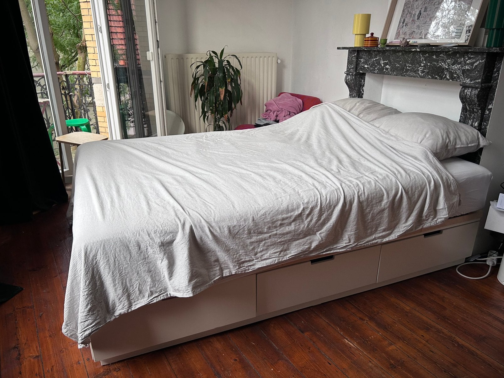 Nordli ikea bedframe 140x200cm + matras + 2 slatted bed base, Huis en Inrichting, Slaapkamer | Bedden, Ophalen, Gebruikt, Wit