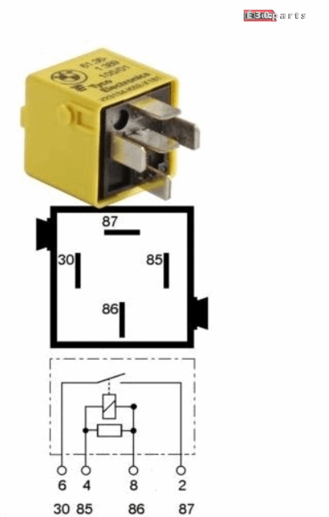 Relais geel brandstofpomp BMW 3 serie E30 61311378301 137830, -, Utilisé, -, Enlèvement ou Envoi