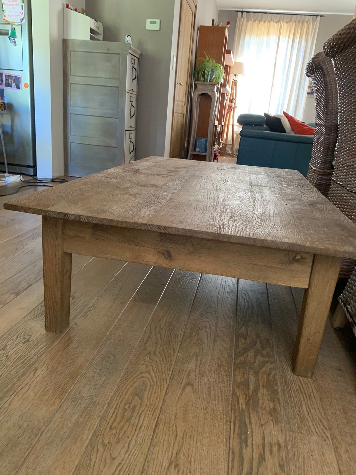 Massief eiken salontafel, Huis en Inrichting, Tafels | Salontafels, Gebruikt, 100 tot 150 cm, Eikenhout, Landelijk
