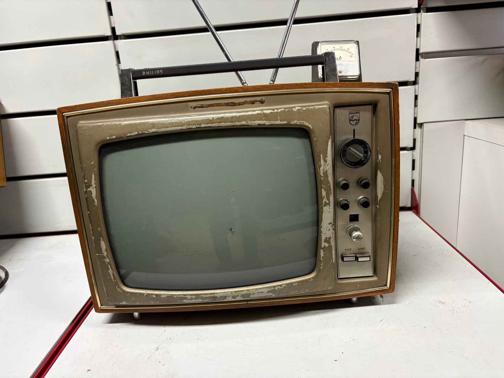 Téléviseur Vintage Philips NB 60/70 – Caisson Bois & Antenne, Enlèvement ou Envoi