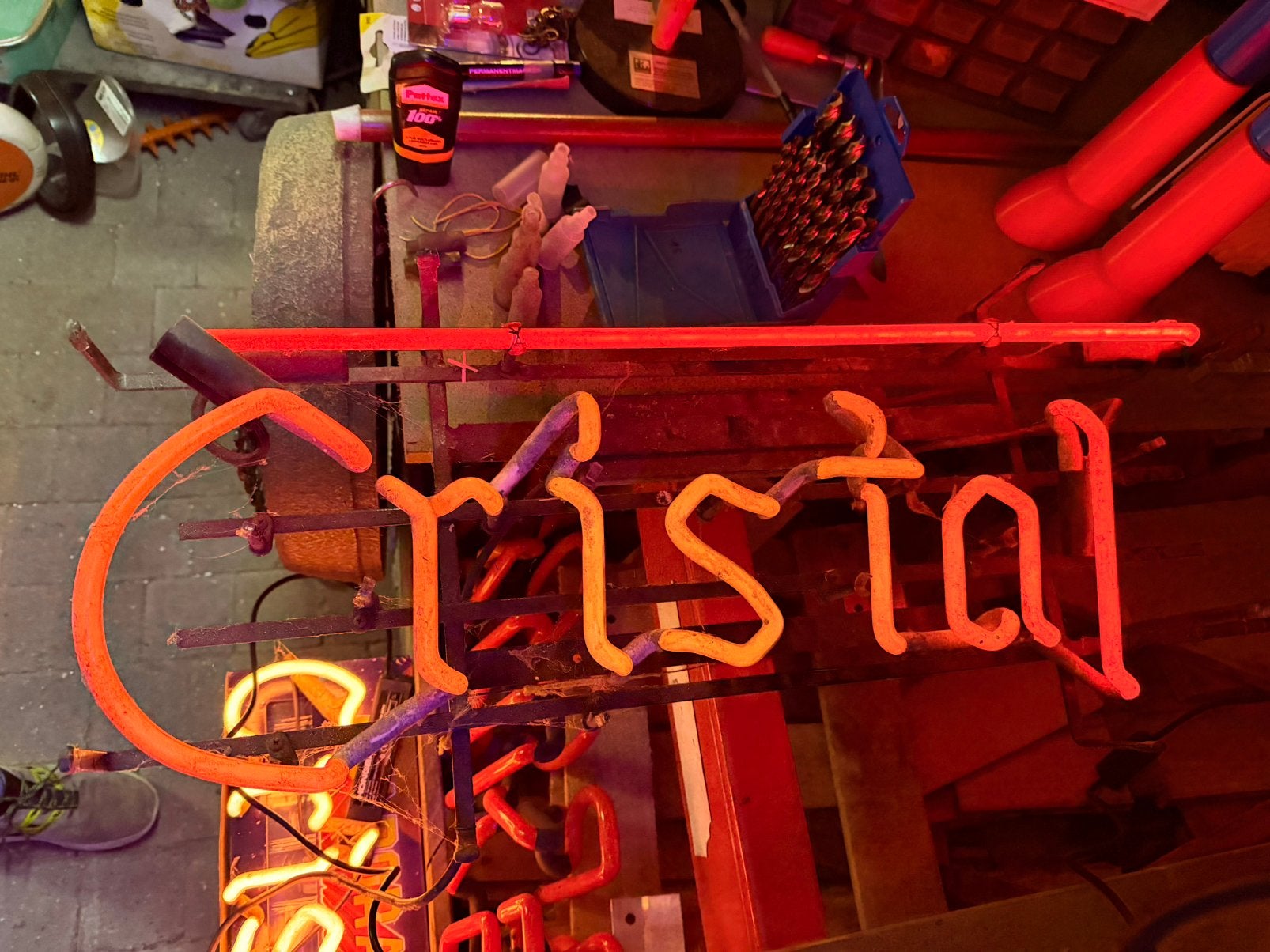 Neon lichtreclame bier garage retro vintage, Ophalen of Verzenden