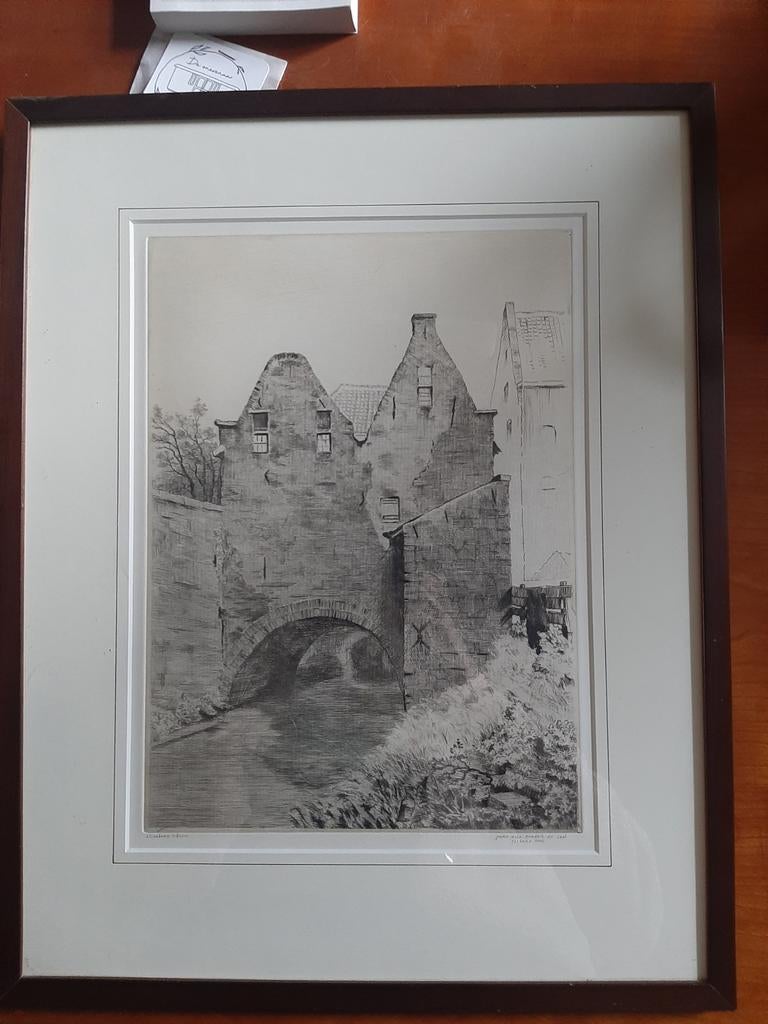 Ets Hendrik de Laat met kader, Antiek en Kunst, Kunst | Etsen en Gravures, Ophalen of Verzenden, Ets