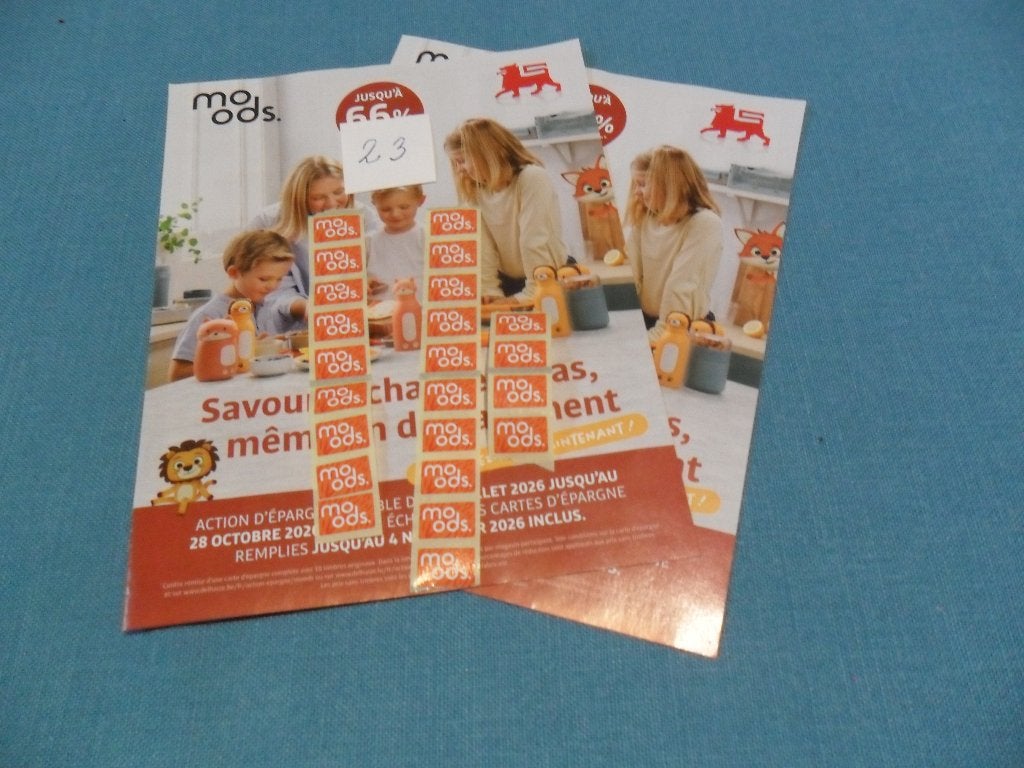 23 timbres Delhaize action Moods, Collections, Actions de supermarché, Autres supermarchés, Enlèvement ou Envoi