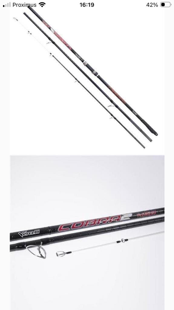 2x vercelli cobra 2 zee hengels 4.50m 100-300gr, Enlèvement, Comme neuf