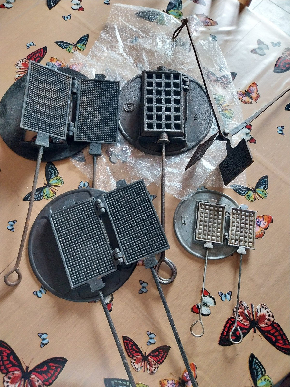 antieke gietijzeren wafelijzers., Antiek en Kunst, Ophalen