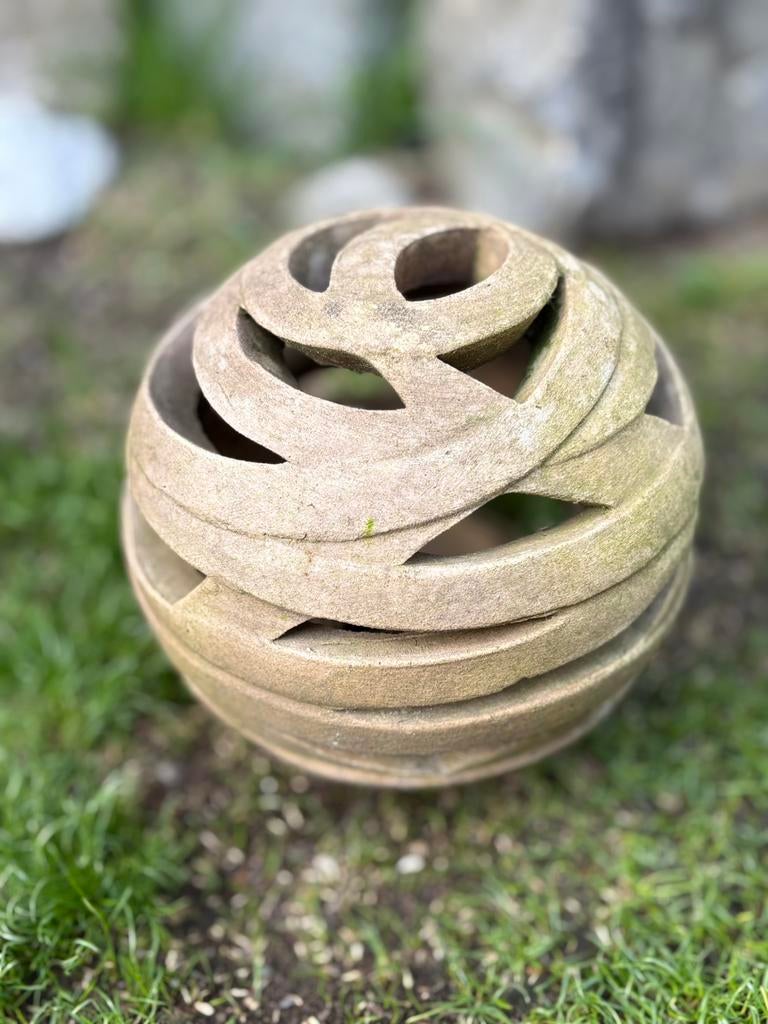 Vintage Tuinbol Ornament - Opengewerkte Keramiek/Steen, Ophalen, Gebruikt
