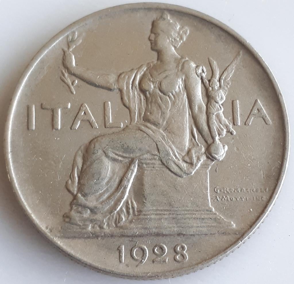 ITALIE : 1 LIRE 1928 R H KM 62 DATE CLÉ RARE, Enlèvement ou Envoi, Italie, Monnaie en vrac