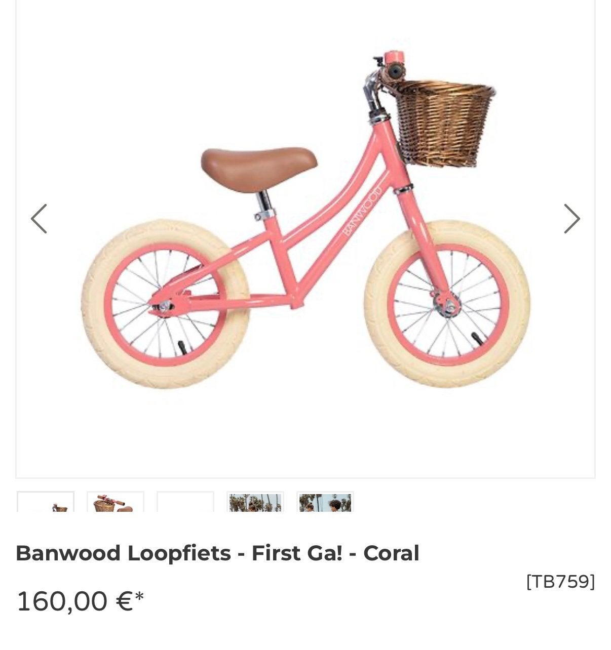 Banwood loopfiets - First Ga! - Coral, Ophalen, Nieuw, Loopfiets