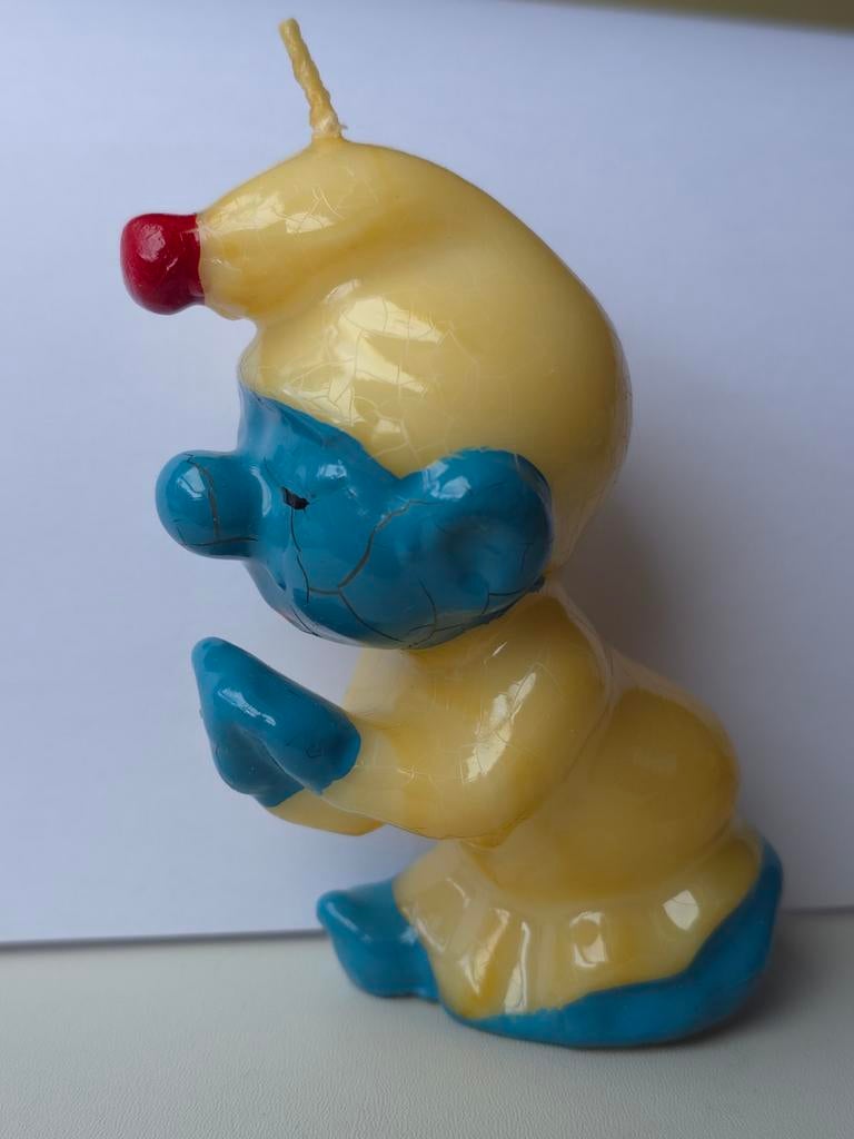 Ancienne bougie Schtroumpf, Envoi, Comme neuf, Autres Schtroumpfs, Poupée, Figurine ou Peluche