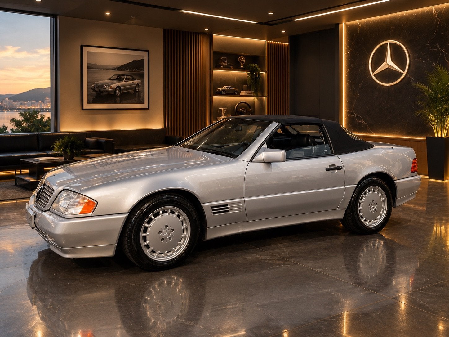 Mercedes sl280, Achterwielaandrijving, Zwart, Cabriolet, Leder