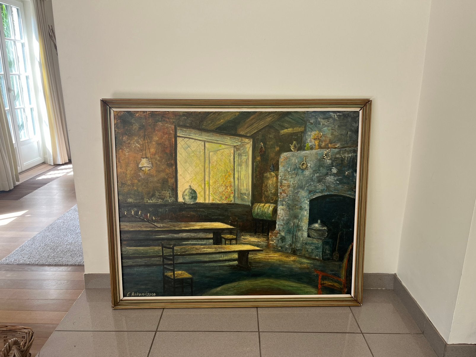Schilderij E Antonissen, Antiek en Kunst, Ophalen, Realistisch, Olieverf, Stilleven