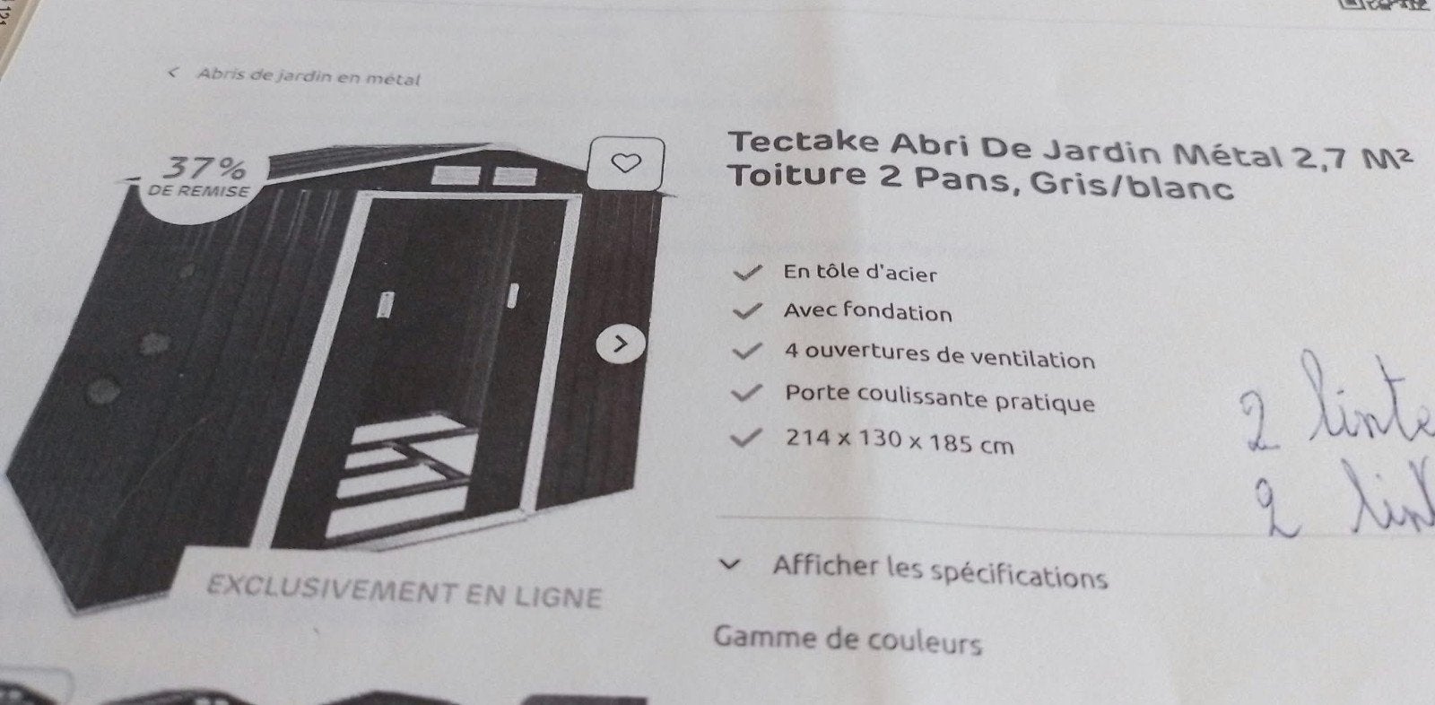 Abri de jardin neuf à vendre, Ophalen, Metaal, Tuinhuis