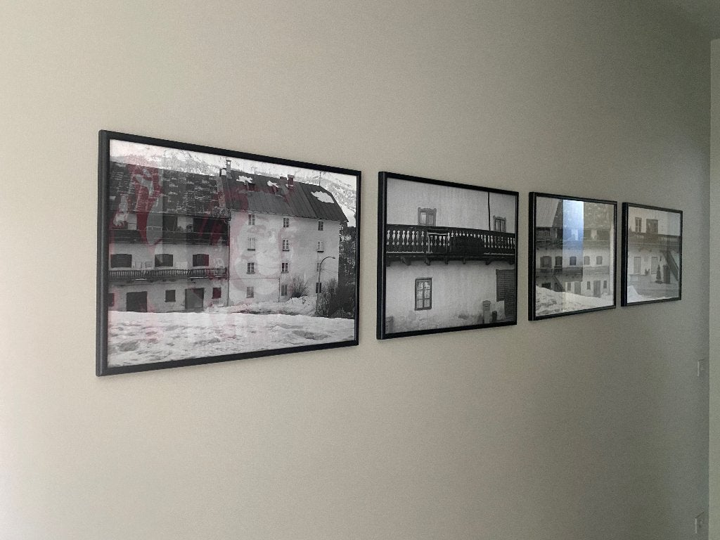 Set van 4 kaders winterzichten - cortina D’ampezzo, Antiquités & Art, Art | Dessins & Photographie, Enlèvement, Photo, Photographie