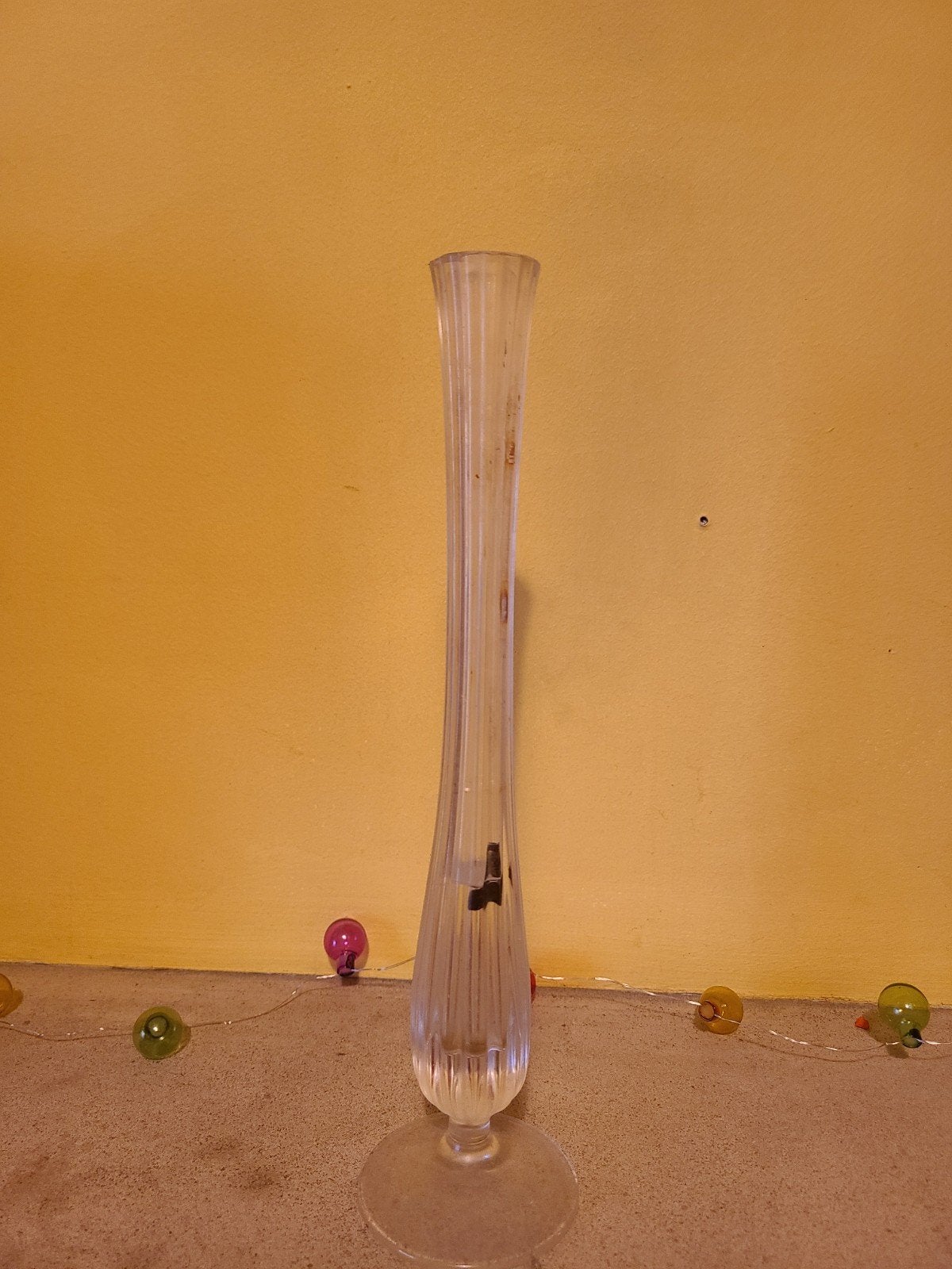 Soliflore transparent en verre rainuré, Maison & Meubles, Convient pour fleurs séchées, Transparent, 30 cm, Comme neuf